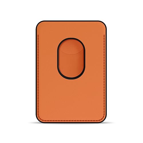 Image of GRIPP Mag Pocket Stand Wallet Card Holder Compatible with Mag-Safe for iPhone 17 /16 /15 /14 /13 /12 Series & All Mag-Safe Phone Cases, Built-in Stand, Premium Leather, Strong Magnetic Alignment - Orange