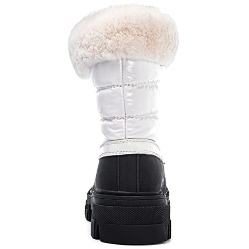 GLOBALWIN Snow Boots for Women Comfortable Winter Boots For Women Waterproof Fluffy Faux Fur White Ankle Booties Water-Resistant Short Boots For Women Warm Fur Boots, Lace-Up Outdoor Shoes 7M - image 7
