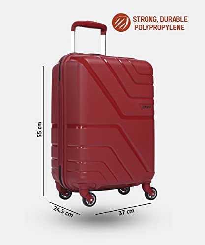 Image of American Tourister Polypropylene 4 Wheels Trolley Bag for Travel | Upland Spinner 55 Cms Hardsided Small Cabin Luggage Bag | Suitcase for Travel | Trolley Bag for Travelling, Formula Red