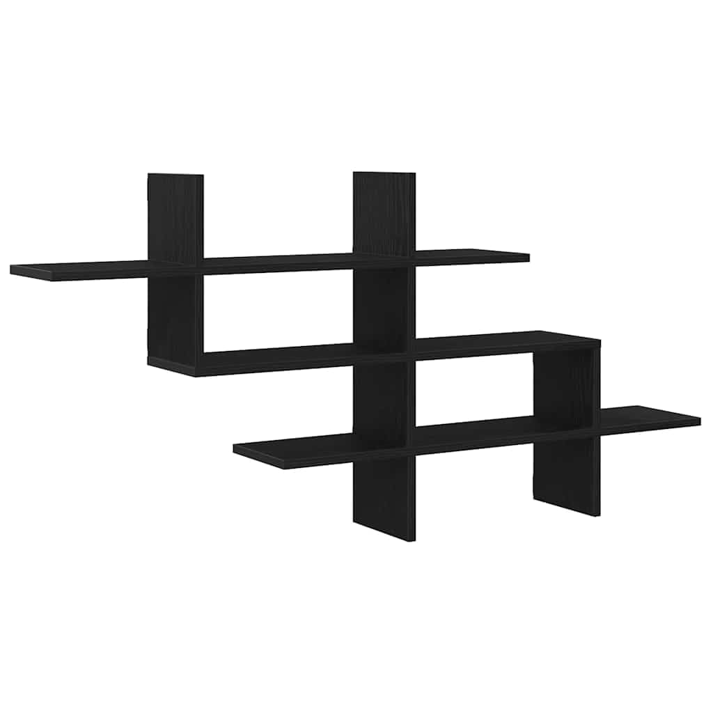 Wandregal Schwarz Eichen-Optik 124,5x18x60,5 cm Holzwerkstoff | Schwebend montierbar, pflegeleicht mit feuchtem Tuch, platzsparend für Wohnzimmer