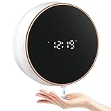 Automatic Soap Dispenser Liquid Bathroom: Wall Mount Rechargeable Touchless Adjustable Auto Smart Electric Plastic White Soap Dispenser with Clock - Kitchen - Hand Dish Lotion Couple Kids