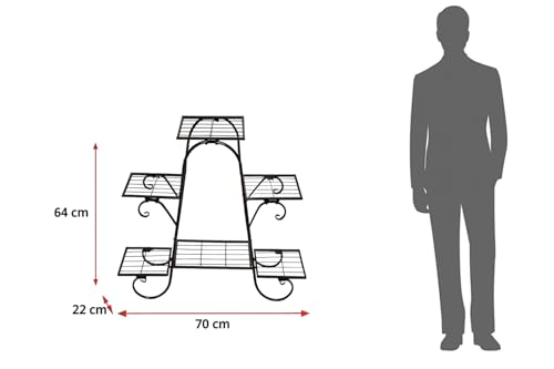 Image of 6-Tier Rust-Proof Metal Plant Stand for Balcony & Indoor Use - Heavy-Duty Gamla Stand for 6 Pots (Lohe Ka Stand) (A SHAPE PLANT STAND)