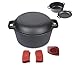 Pinnacle Cookware - 4,7 Litri / 5 Quarti In Ghisa Pre-Stagionata Doppio Forno Olandese / Casseruola | Coperchio Della Padella | Pentola in Ghisa | Campeggio | Copri Maniglia e Raschietto