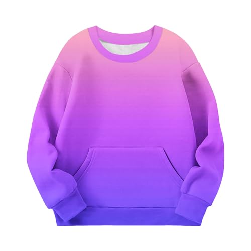 Boys Girls Gradient Sweatshirt, Kids Crewneck Sweatshirts Long Sleeve Pullover Tops with Pocket 2-12 Years4