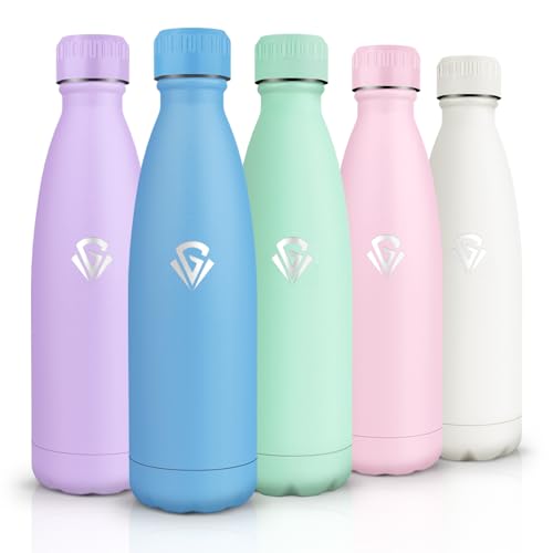 HoneyHolly Trinkflasche Edelstahl, 500ml BPA-frei, Thermosflasche, 18/8 Edelstahl, Wasserflasche Kinder, Doppelwandig Vakuumisoliert, Thermoskanne für Schule, Outdoor, Camping, Picknick