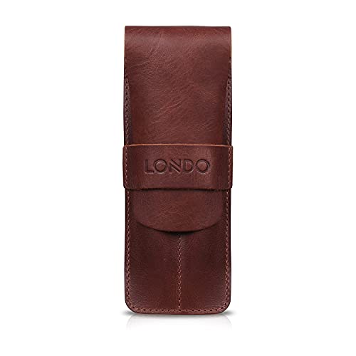 Étui en cuir véritable Londo, trousse de bureau avec deux compartiments pour crayons