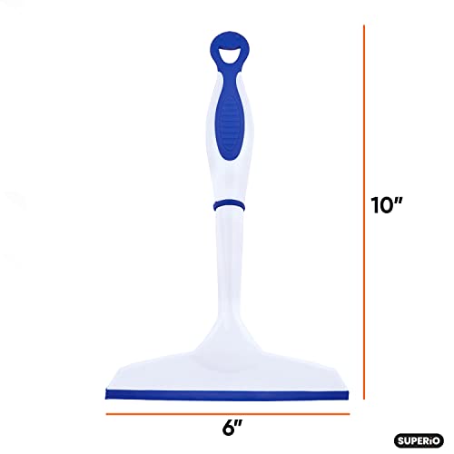 Image of Superio Rubber Squeegee, 2 Pack, Streak Free All Purpose Window Squeegee, Comfort Grip Handle and Hanging Hook (Blue- Red, 6 Inch- 2 Pack)