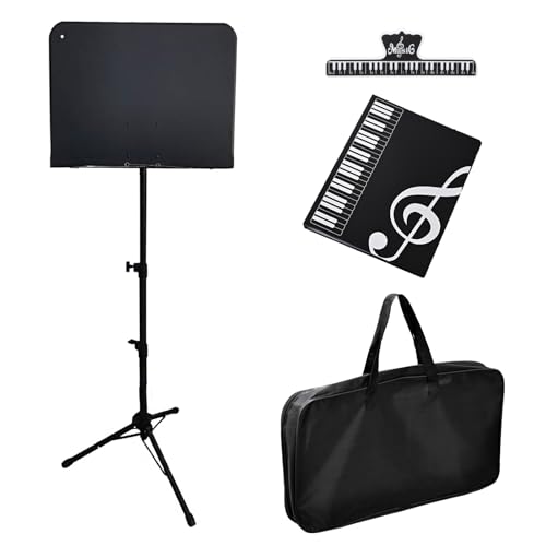 BTtime 譜面台 折りたたみ 三脚 楽譜たて 読書台 筆記台 ノートパソコンスタンド スペクトルスタンド 65~140cm 調節可能 楽譜スタンドメタルキャリングバッグ付き 収納バッグ付 楽譜ファイル付