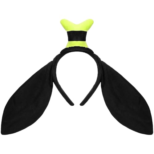 Dog Long Ears Headband Black Puppy Floppy Dog Ears Hairband with Green Plush Hat for Halloween Costume Headwear Dress up