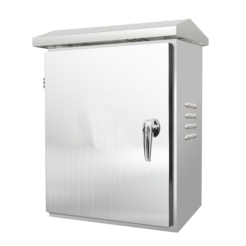 Caja de distribución exterior resistente al agua, armario de acero inoxidable, 30 x 25 x 16 cm, caja de distribución de corriente, para exterior, montado en la pared, caja de contador, para cableado