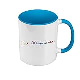 Fabulous Mug de Couleur Qualité Premium Bleu   Mondrian Signature Peintre Artiste Cubisme Abstrait De Stijl   Tasse avec anse et intérieur de couleur