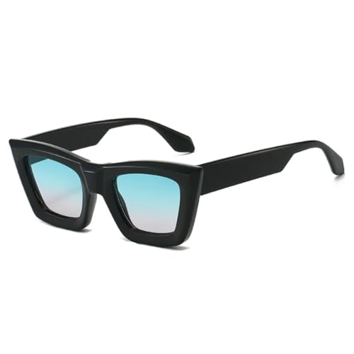 Lunettes de soleil œil de chat vintage UV400 noir et bleu pour femme