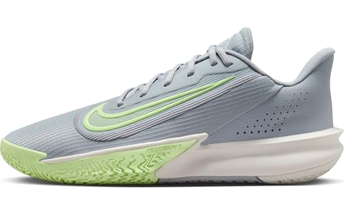Nike Precision 7 Basketballschuh, Scarpe da Basket Uomo, Wolf Grey Barely Volt Phantom, 42.5 EU