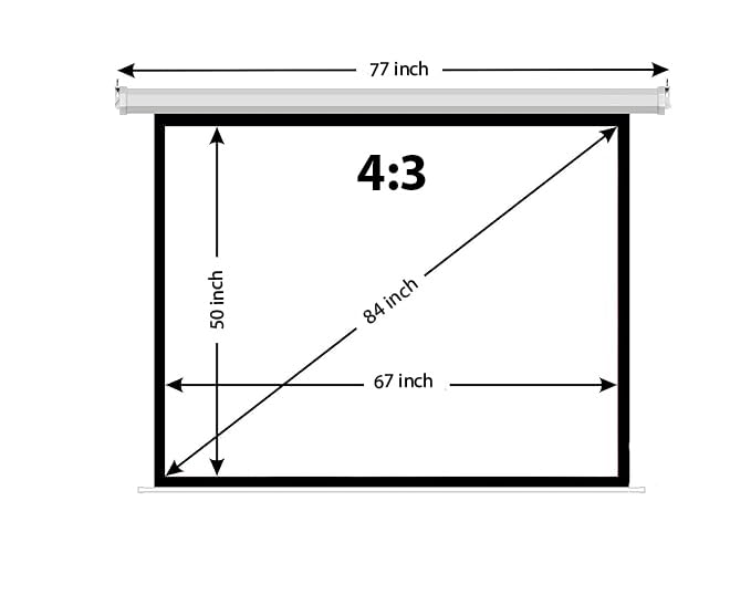 Image of BIG VUE Manual Pull Down Projector Screen, High Gain White Fabric Insta Lock - Auto Lock Projection Screen for Classroom, Home Theatre or Office (84 Inch, 4:3 Aspect Ratio)