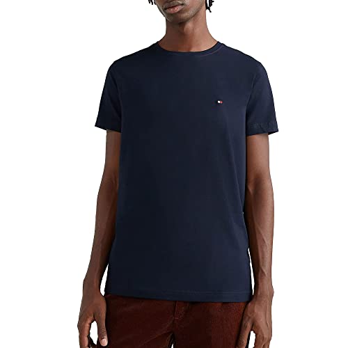 Tommy Hilfiger Herren T-Shirt Kurzarm Core Stretch Slim Fit, Blau (Desert Sky), XL