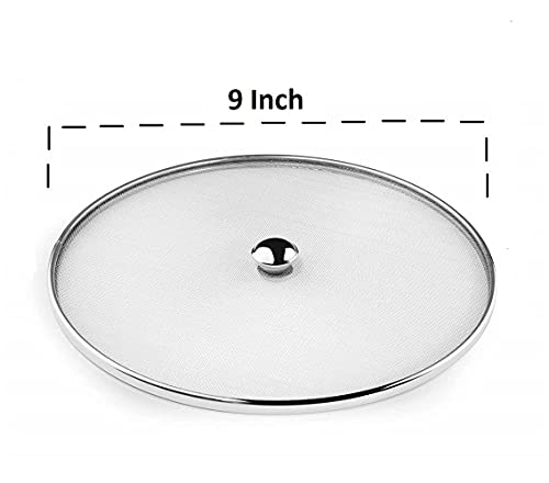 Image of Stainless Steel Mesh Food Cover Set, 20, 22, 25 cm Diameter (8, 9, 10 Inch), Splatter Screen Lids for Kitchen, Pack of 3