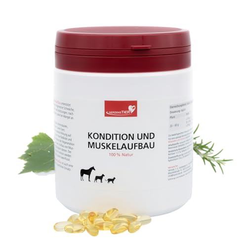 HERZENSTIER Kondition und Muskelaufbau 250g für Hunde, Katzen & Pferde, natürliche Kräutermischung für Muskelaufbau & Ausdauer – geeignet nach Operationen & für Senioren