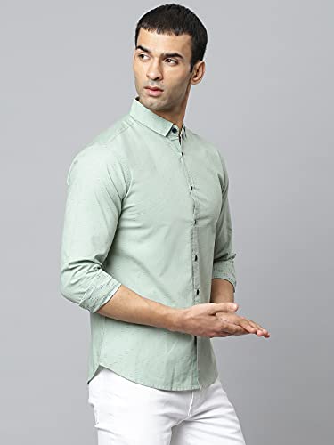 Image of Dennis Lingo Men's Dobby Print Slim Fit Cotton Casual Shirt