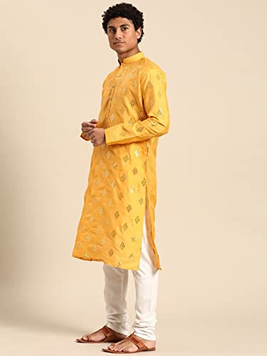 Image of Rajubhai Hargovindas Men's Jacquard Work Kurta Set