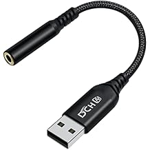 DCHAV USB to 3.5mm Jack Audio Adapter Headphone Microphone External Sound Card AUX USB Type A to 3.5 mm Cable 4 Pole TRRS Female Interface Line Control for PC Laptop Speaker Headset PS4 PS5, Black