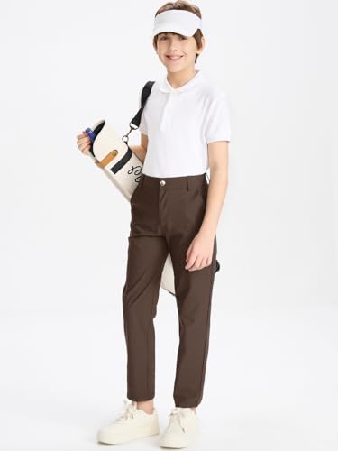 Image of DEVOROPA Youth Boy's Golf Pants Quick Dry Athletic Chino Flat Front Pants Kids School Uniform Clothes