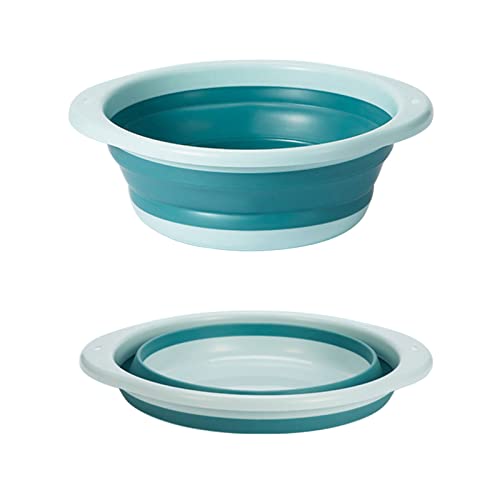 ASFINS barreño plegable, barreño, cuenco de lavado redondo plegable grande multifuncional, cuenco plegable portátil que ahorra espacio para lavar verduras, lavavajillas, ropa interior (azul/grande)
