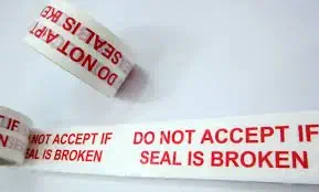 DCGPAC Do Not Accept If Seal is Broken Printed White Packing Tape (2in x 65 m) Pack of 12