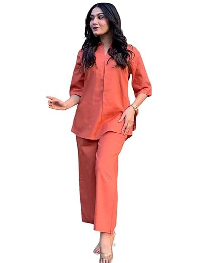 Womens Designer Cotton Co-Ord Set for Women | 3/4 Sleeve Regular Fit Comfortable Cord Set Any Occasion Womens Designer Cotton Co-Ord Set for Women | 3/4 Sleeve Regular Fit Comfortable Cord Set Any Occasion