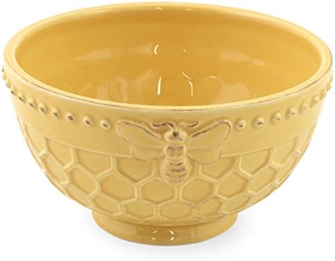 Boston International Embossed Stoneware Cereal/Small Serving Bowl, 5.5 x 3-Inches, Honeycomb