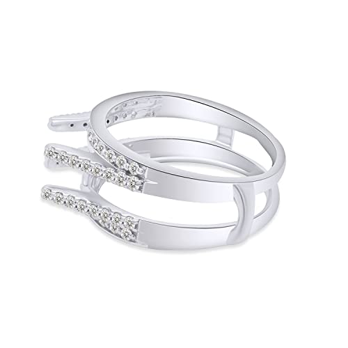 SAVEARTH DIAMONDS 0.45 CT Round Cut Lab Created Moissanite Diamond Combination Cathedral and Classic Enhancer Ring Guard In 14K Gold Over Sterling Silver For Women(VVS1 Clarity 0.45 Cttw)4