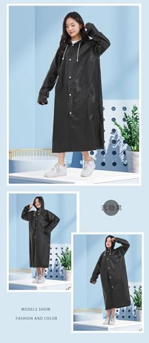 Image of Rain Ponchos for Adults, Reusable PEVA Rain Coats for Women Men Waterproof Lightweight Long Rain Jackets with Hood