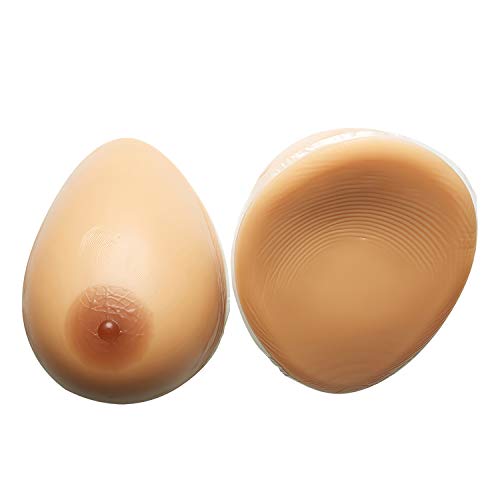 E-FAK Men Women Silicone Breast Forms Crossdresser Cosplay Prosthesis Mastectomy Fake Boobs Bra Enhancer Inserts TV TG (Suntan Water Droplets, XL (2.20lbs/Pair - 36DD/38D/40C/44A))