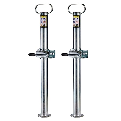DEMA Anhängerstützen Set 2x70 cm mit Halterungen, Stützfuß, Stützen 450 kg, stabiles, dickwandiges Rohr, 1 Paar, für PKW Anhänger