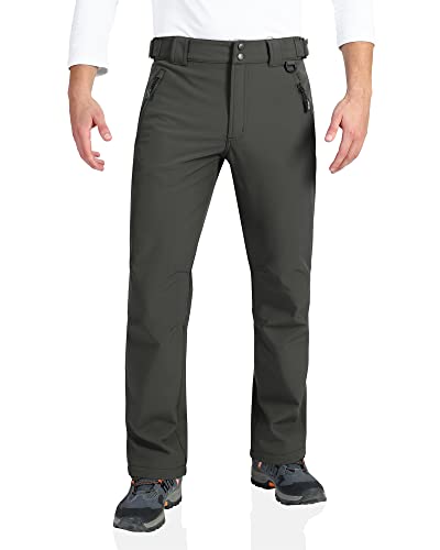 Image of Outdoor Ventures Mens Waterproof Trousers Warm Fleece Lined Ski Snow Hiking Pants Softshell Trousers with Expandable Waist (Grey,30W/34L)
