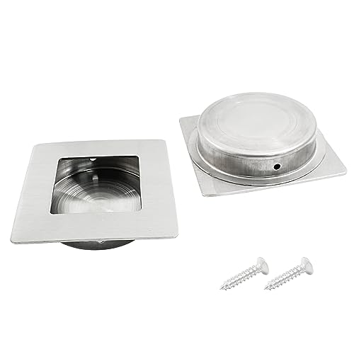 SUNCN 正方形埋め込み式フラッシュポケットドアプル 2個 304ステンレススチール ブラッシュドニッケル 引き戸ハンドル キッチン 寝室用 70mm