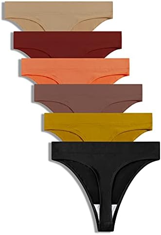 GRANKEE Women's Breathable Seamless Thong Panties No Show Underwear 6 Pack(Autumn 6 Pack L)