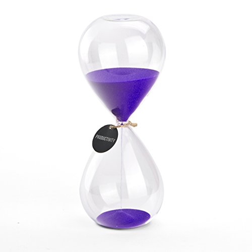 SWISSELITE Sanduhr, 10 Farben, dekoratives Glas, 3/5/15/30/45/60 Minuten für Terminierung, Kochen, Spiele, Training und Zähneputzen bei Kindern Lila 15 Minuten Cover