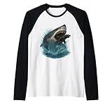 Shark Attack Great White Shark vs Seal Predator Ocean Raglan Baseball Tee