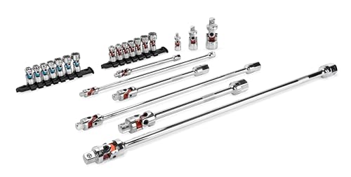Image of Titan 85499 23-Piece Auto-Flex Universal Joint, Socket, and Extension Set, Engineered to Spring Back to Center