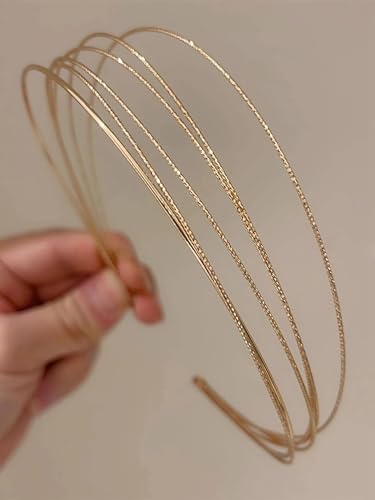 Tobeffect Multi Layers Metal Headbands for Women 2Packs Fashion Thin Headband Layered Gold Elegant Hairbands Headpiece Trendy Hair Accessories for Girls