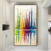 Tableau moderne vue de plage et mer abstrait multicolore 55x110 - 3