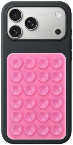 Coverzone Dikdörtgen Vantuzlu Yapışkan Telefon Tutucu Taşınabilir Silikon Yumuşak Telefon Standı Geniş Kullanım Alanı Pembe - Görsel 1