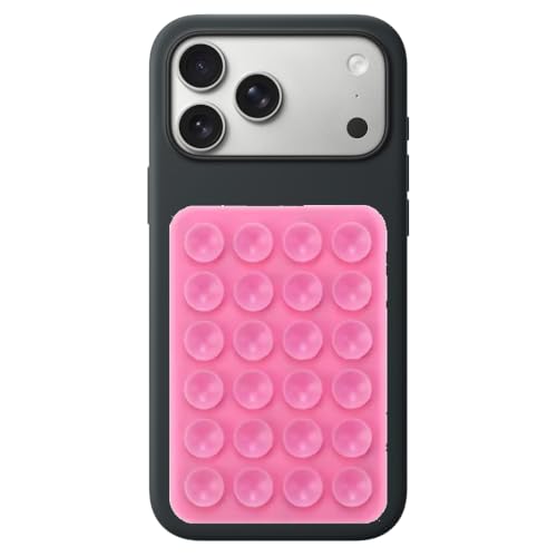 Coverzone Dikdörtgen Vantuzlu Yapışkan Telefon Tutucu Taşınabilir Silikon Yumuşak Telefon Standı Geniş Kullanım Alanı Pembe
