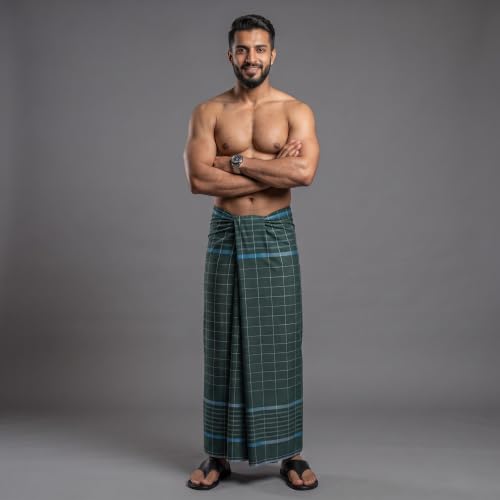 Image of Men's Cotton Lungi | Soft Breathable Wrap Around Lungi | Comfortable Daily & Home Wear for Men