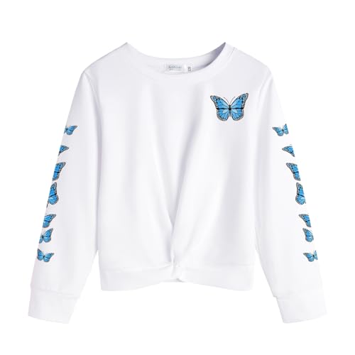 Arshiner Girls Casual Twist Front Lightweight Sweatshirt Tie Dye Printed Long Sleeve Crop Tops Pullover