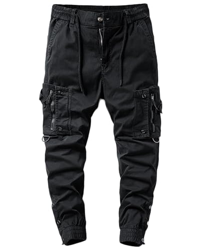 Andongnywell Men's Multi-Pocket Cargo Pants Slim Fit Sweatpants Jogger Outdoor Trousers with Zipper Pockets2