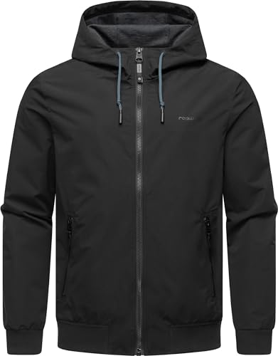 Ragwear leichte Herren Übergangsjacke kurze wasserdichte Funktionsjacke mit Kapuze Perci YOUMODO Black Gr. M