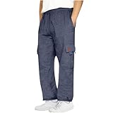 Sports Sweatpants for Men Pantalones deportivos para Hombres High Waist Drawstring Long Pants with Multi-Pockets A-285 Navy 4X-Large