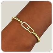 Beaded Bracelets for Women 14K Silver Gold Plated Stretch Handmad...