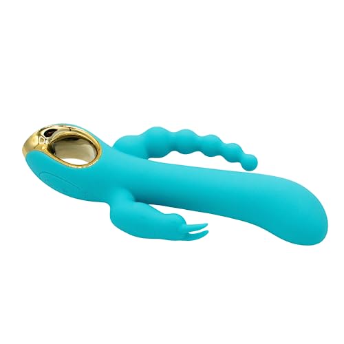 Natalie's Toy Box Mighty Magic Clit, G-Spot & Anal Vibrator, Dual Motor 3in1 Multi-Function Rechargeable Waterproof Massager for Clitoral Vaginal & Anal, 20 Functions, ABS Silicone Adult Sex Toy